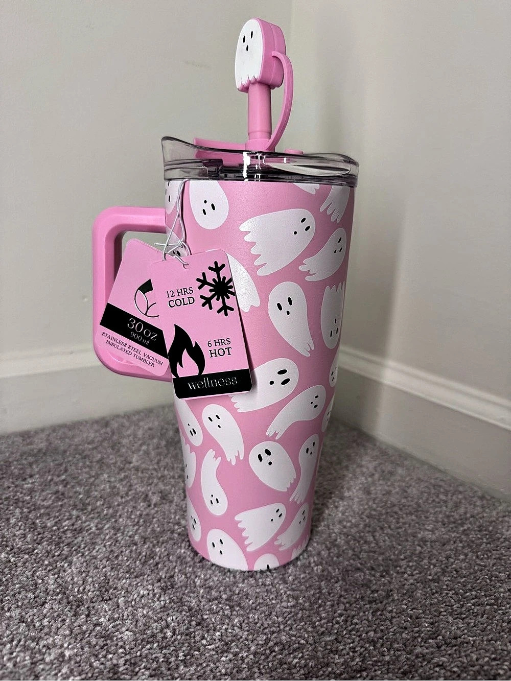 Wellness Pink Ghost 30oz Stainless Steel Insulated Tumbler NWT Halloween